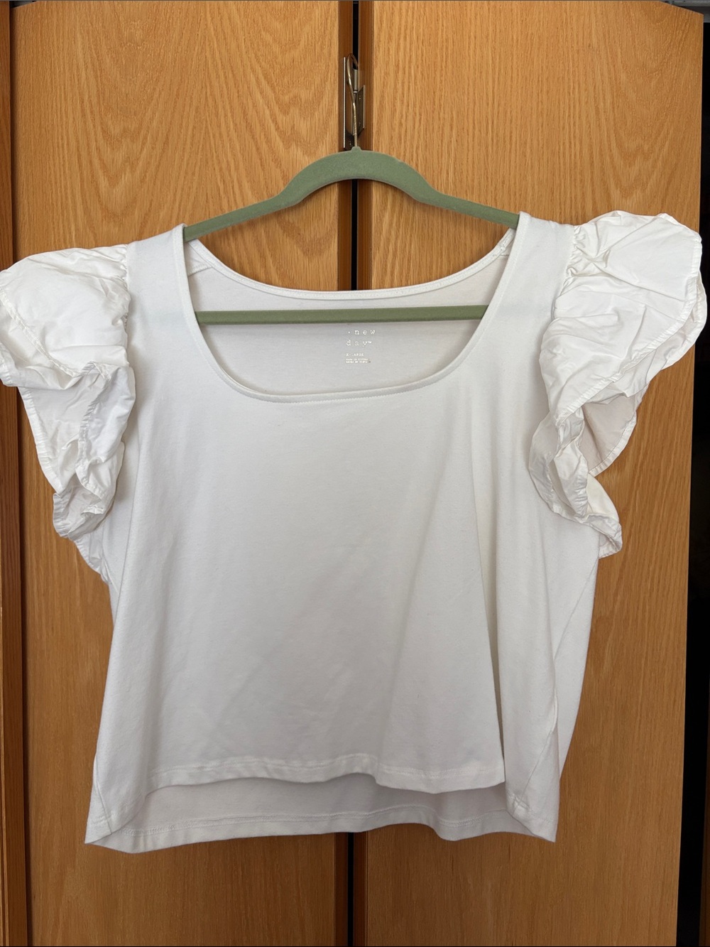 A New Day White Puff Sleeve Cotton Top